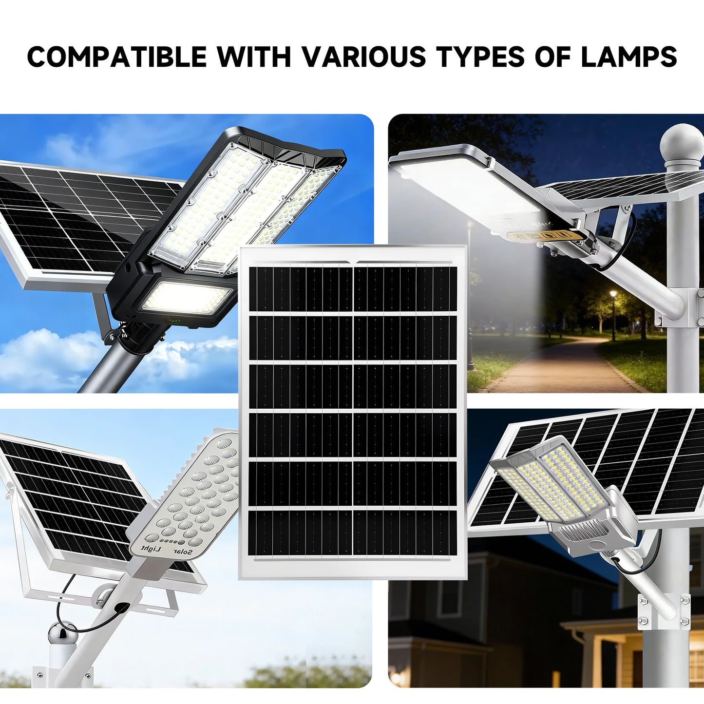 Panneau Solaire 50/100W 6V Éclairage Public — Charge Rapide, IP65, 53×35cm, Haute Efficacité