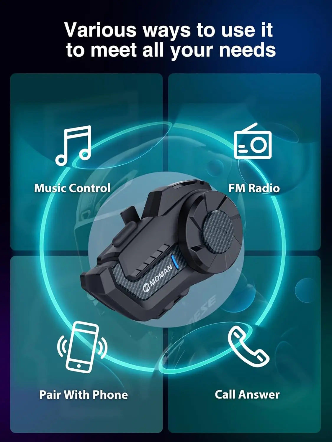 Casque Bluetooth, système de Communication sans fil 5.1, Radio 1000M