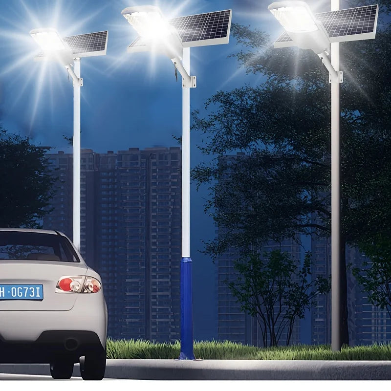 Lampe Solaire Extérieure IP67 — ~56W LED, Batterie 20 000 mAh, Crépuscule à l'Aube, Télécommande, Aluminium