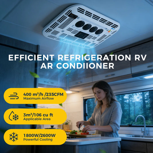 Climatiseur de toit pour camping-car 12V/24V DC à faible bruit et haute efficacité