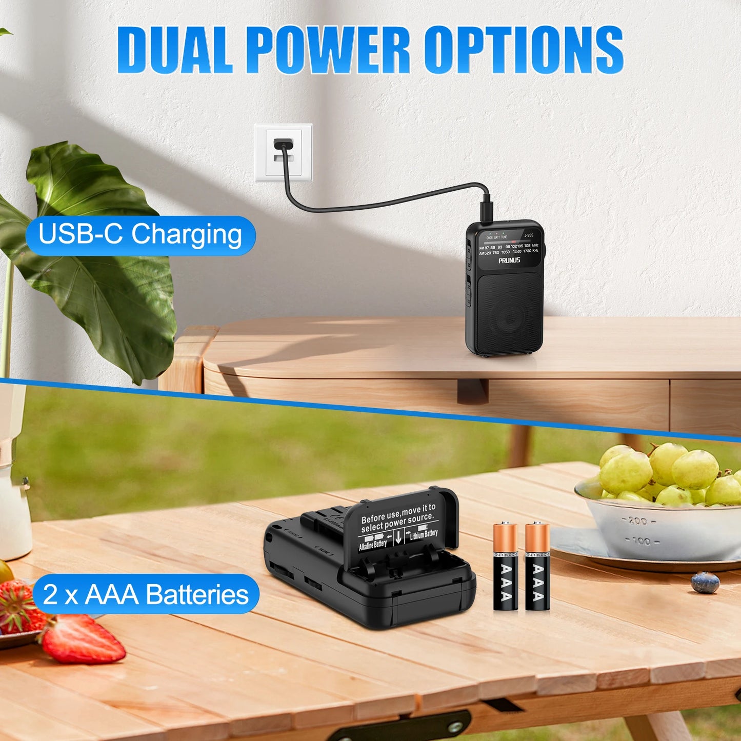 Mini Radio de poche portable AM FM AAA USB-C