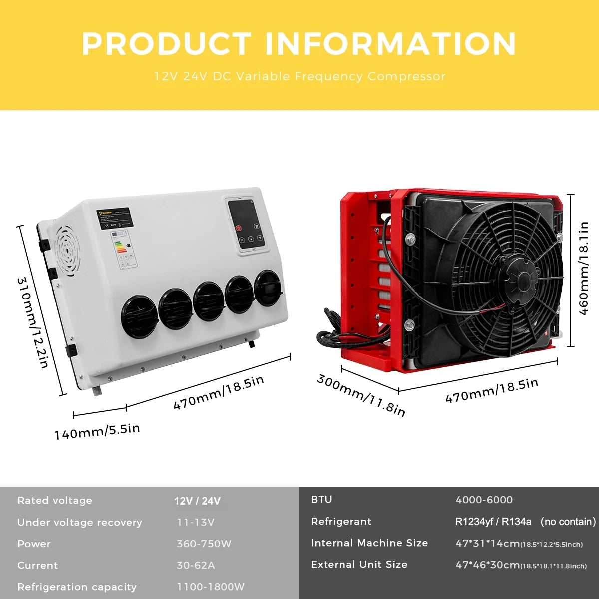 Climatisation de toit électrique 12V 24V de camping-car