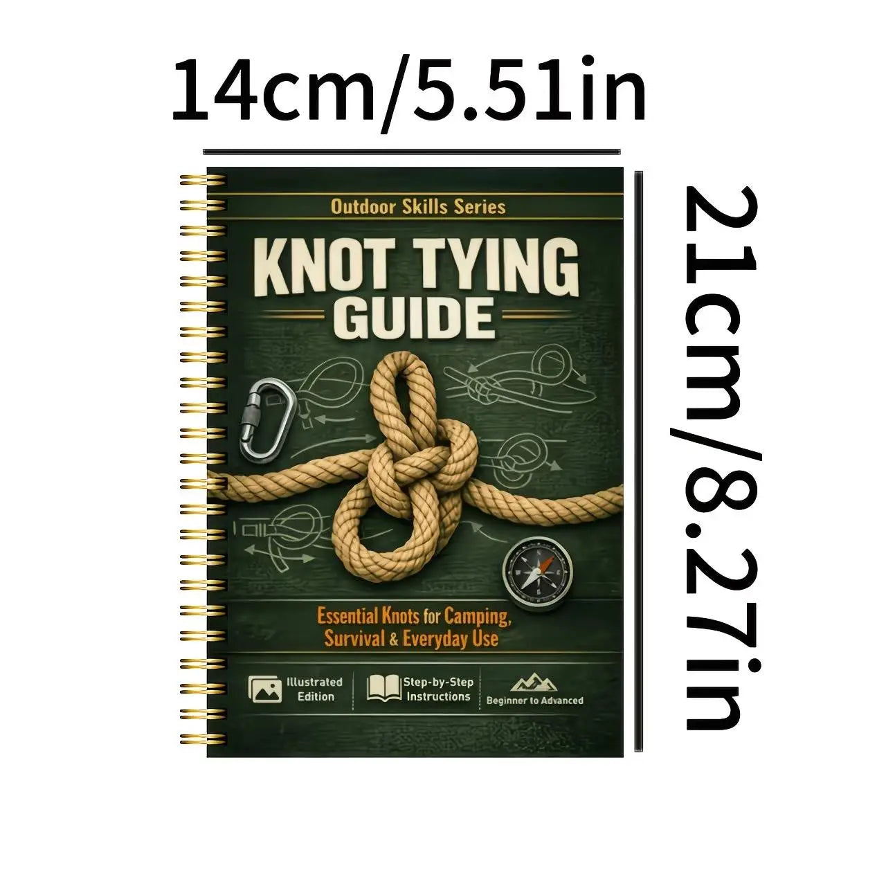 Outdoor Survival Knot Bible, 40-page, spiral-bound, color-coded illustrated knot manual, step-by-step guide for adults