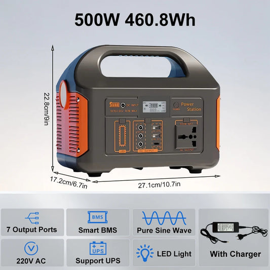 Station d'alimentation portable 300W 500W, générateur solaire