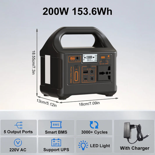 Station d'alimentation portable 100W 200W 500W avec batterie LiFePO4