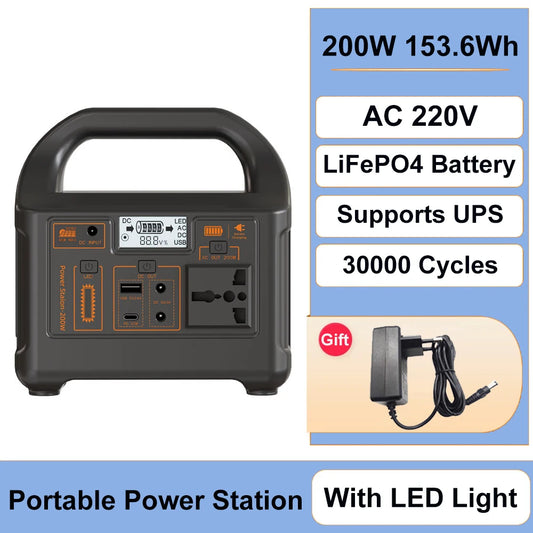Station d'alimentation portable 100W 200W, batterie LiFePO4,