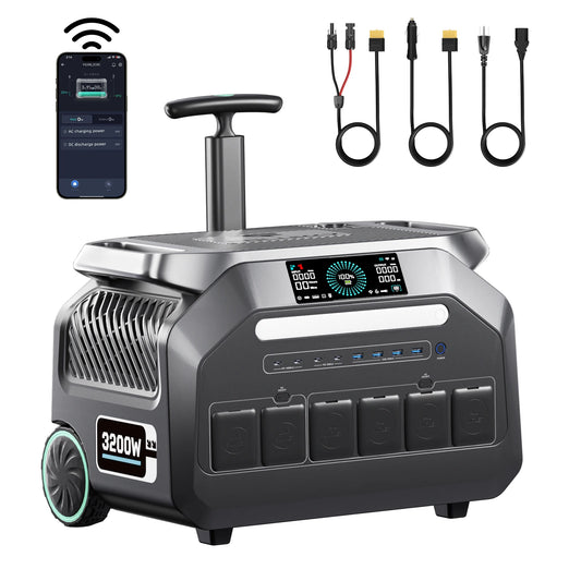Station d'alimentation portable 3200W – 2048Wh LiFePO4 avec chariot