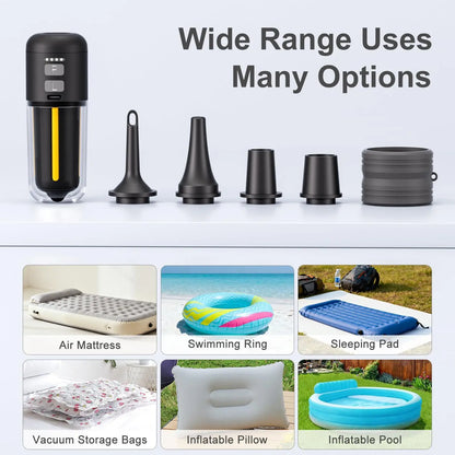 Nouvelle pompe à air portable pour articles gonflables, 430 L/min, pompe à air ultra-rapide pour matelas gonflable, batterie 2000 mAh et lampe de camping, pompe à air électrique