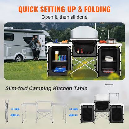 Outdoor Kitchen Table Foldable Cabinet Aluminum Kitchen Storage Rack