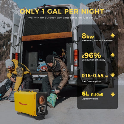 Réchauffeur d'air Diesel Portable 8KW 12V 220V, avec application Bluetooth