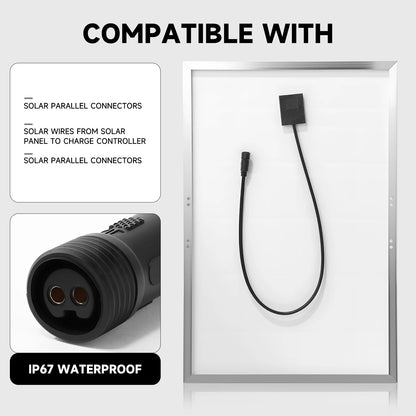 Panneau Solaire 50/100W 6V Éclairage Public — Charge Rapide, IP65, 53×35cm, Haute Efficacité