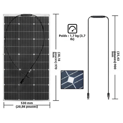 Panneau solaire Flexible 18V 100W, 200W 300W