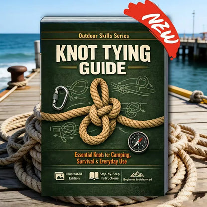Outdoor Survival Knot Bible, 40-page, spiral-bound, color-coded illustrated knot manual, step-by-step guide for adults