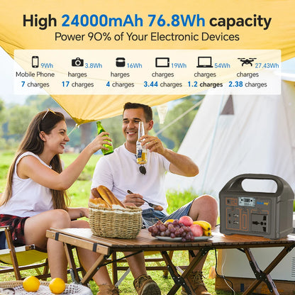 Station d'alimentation électrique portable 100W 24000mAh LiFePO4, générateur solaire