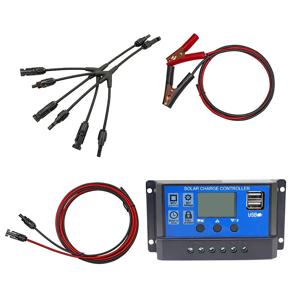 Chargeur solaire avec directions, contrôleur 12V, 24V, 60A, 50A, 40A, 30A, 20A, 10A
