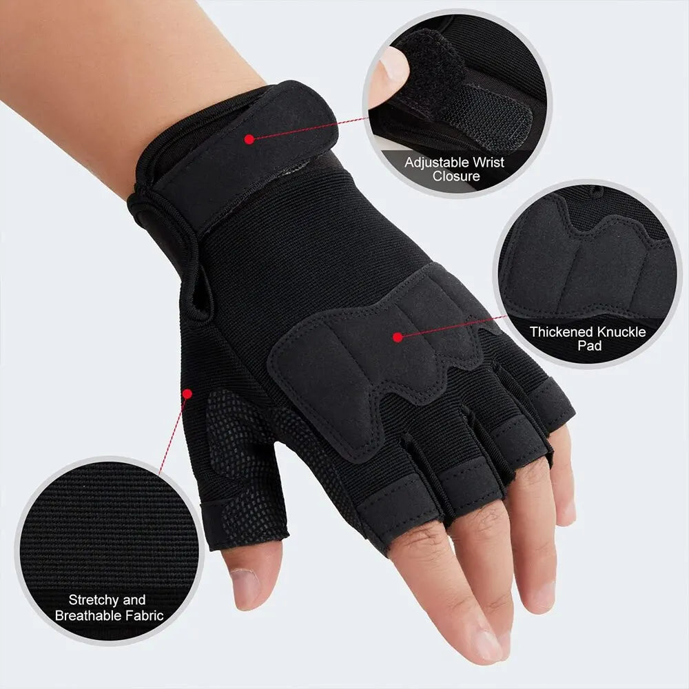 Gants tactiques sans doigts, protection des articulations