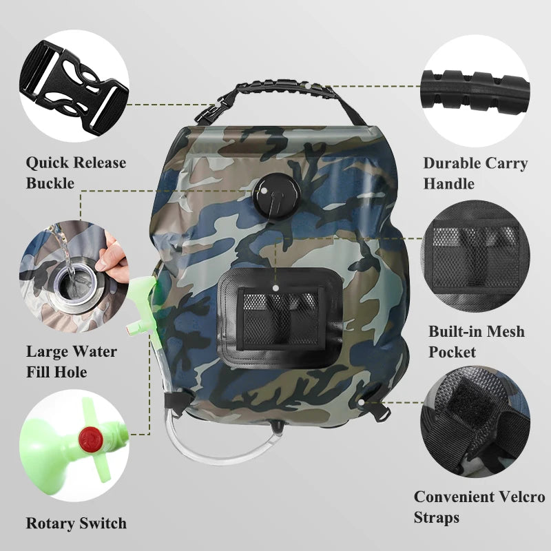 Sac de douche solaire 20L