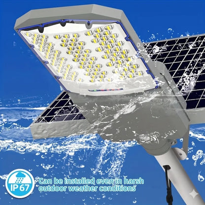 Lampe Solaire Extérieure IP67 — ~56W LED, Batterie 20 000 mAh, Crépuscule à l'Aube, Télécommande, Aluminium
