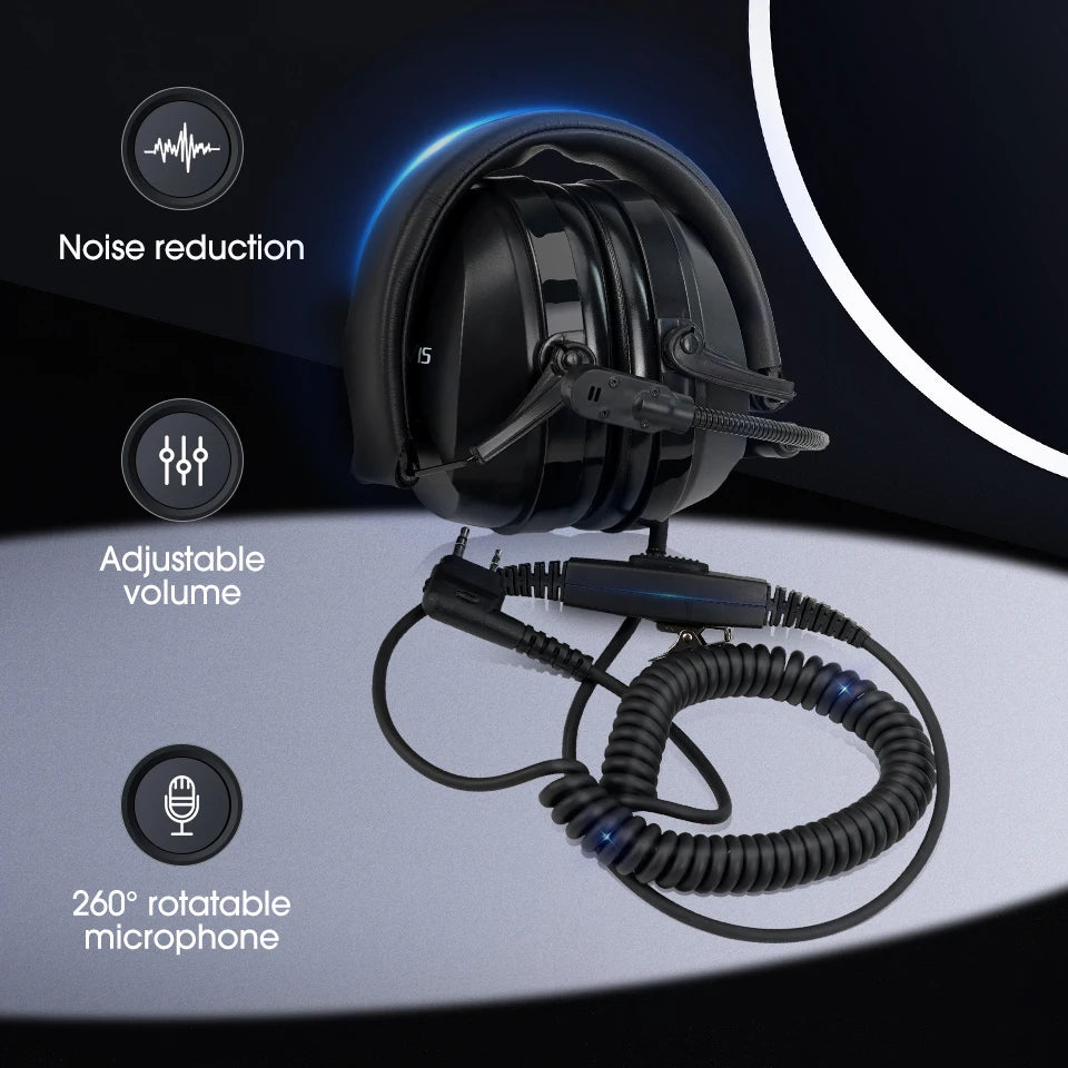 Casque réduction du bruit Microphone à flèche rotative pour Baofeng