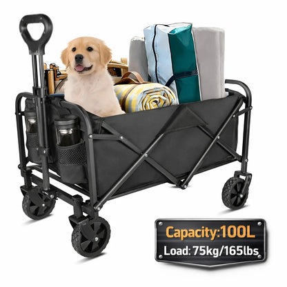 Chariot de camping pliable 100L grande capacité