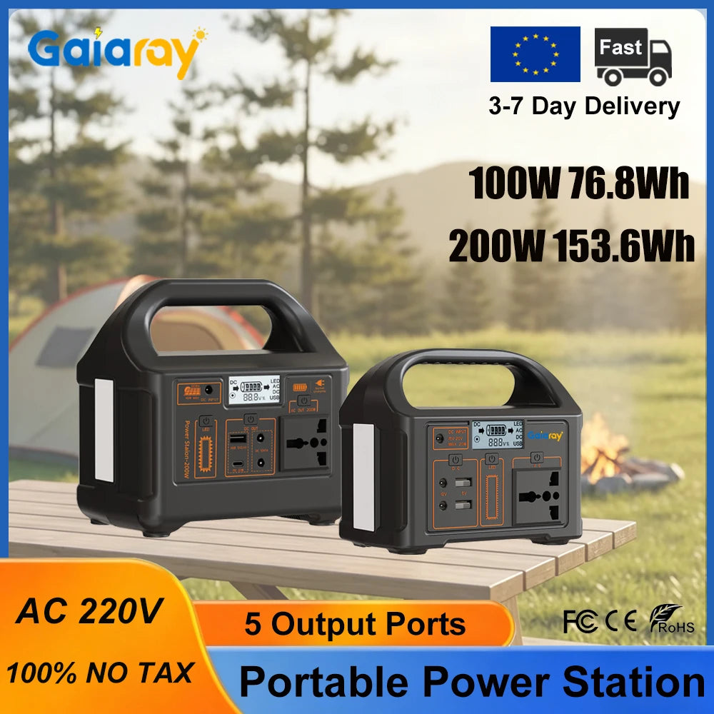 Station d'alimentation portable 100W 200W, batterie LiFePO4,