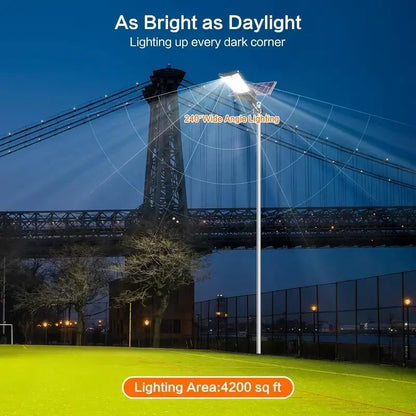 Lot de 2 Lampes Solaires 8 000 lm — 59W LED, Détection de Mouvement, IP65, Batterie 26 000 mAh, Télécommande