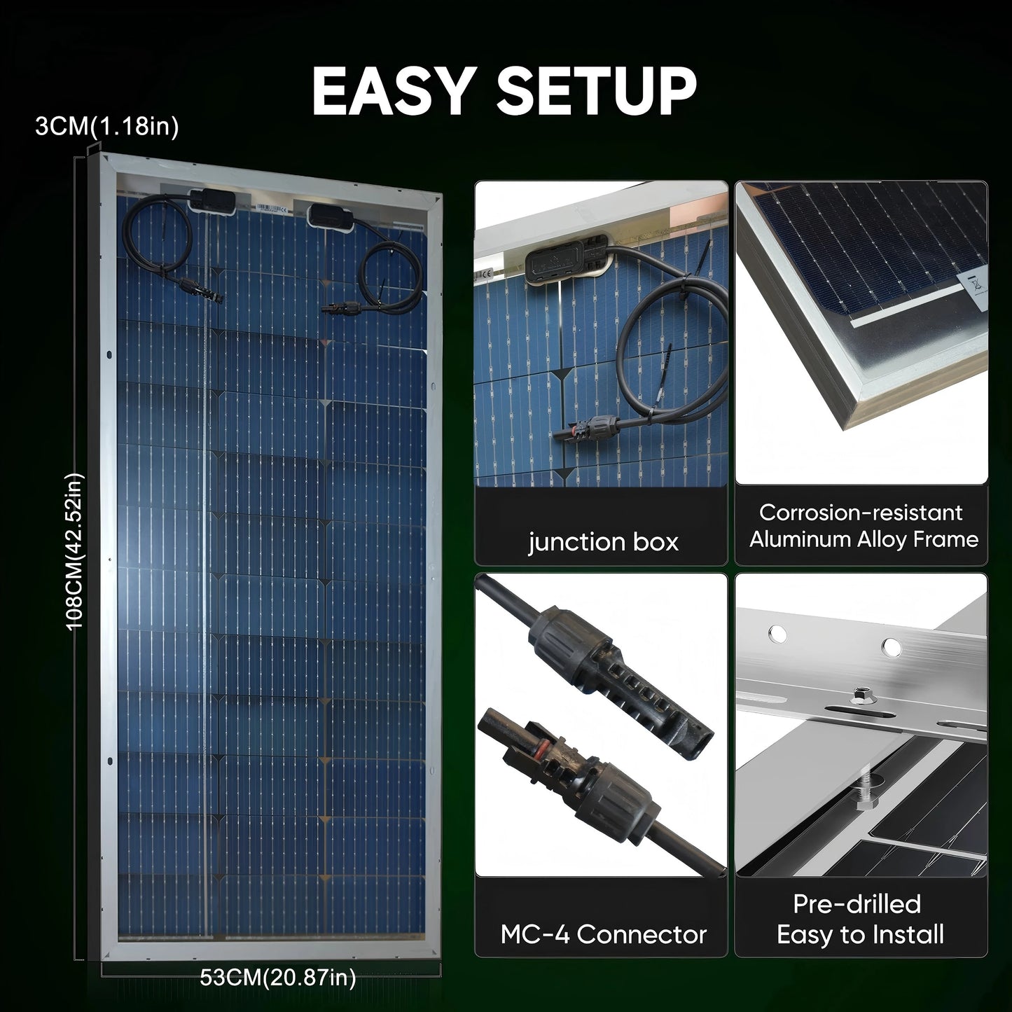 Panneau solaire bifacial en verre 120W