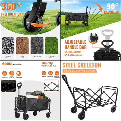 Chariot de camping pliable 100L grande capacité