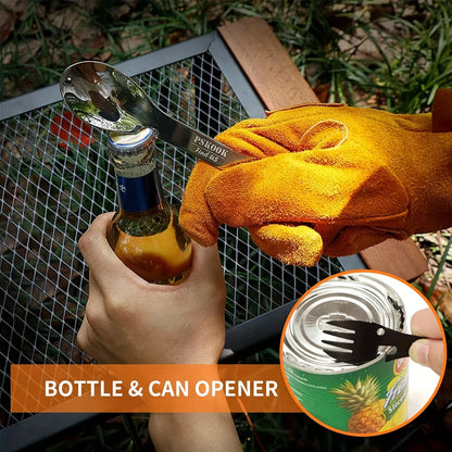 Outils de survie fourchette couteau cuillère bouteille/ouvre-boîte