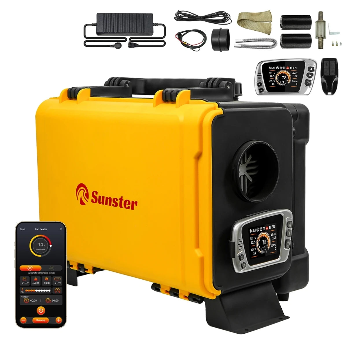 Réchauffeur d'air Diesel Portable 8KW 12V 220V, avec application Bluetooth
