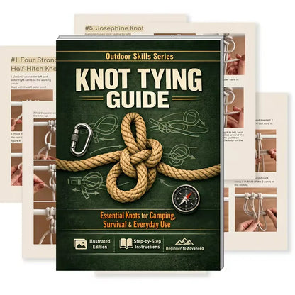 Outdoor Survival Knot Bible, 40-page, spiral-bound, color-coded illustrated knot manual, step-by-step guide for adults