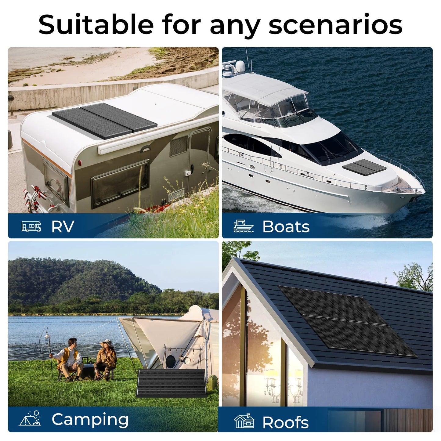 Panneau Solaire Rigide 100W 12,8V — Monocristallin Type N 18BB, Étanche IP65, Camping & Maison