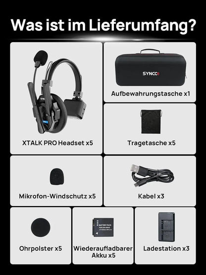 Casque d'interphone sans fil 2.4GHz Full Duplex autonomie de la batterie 24H