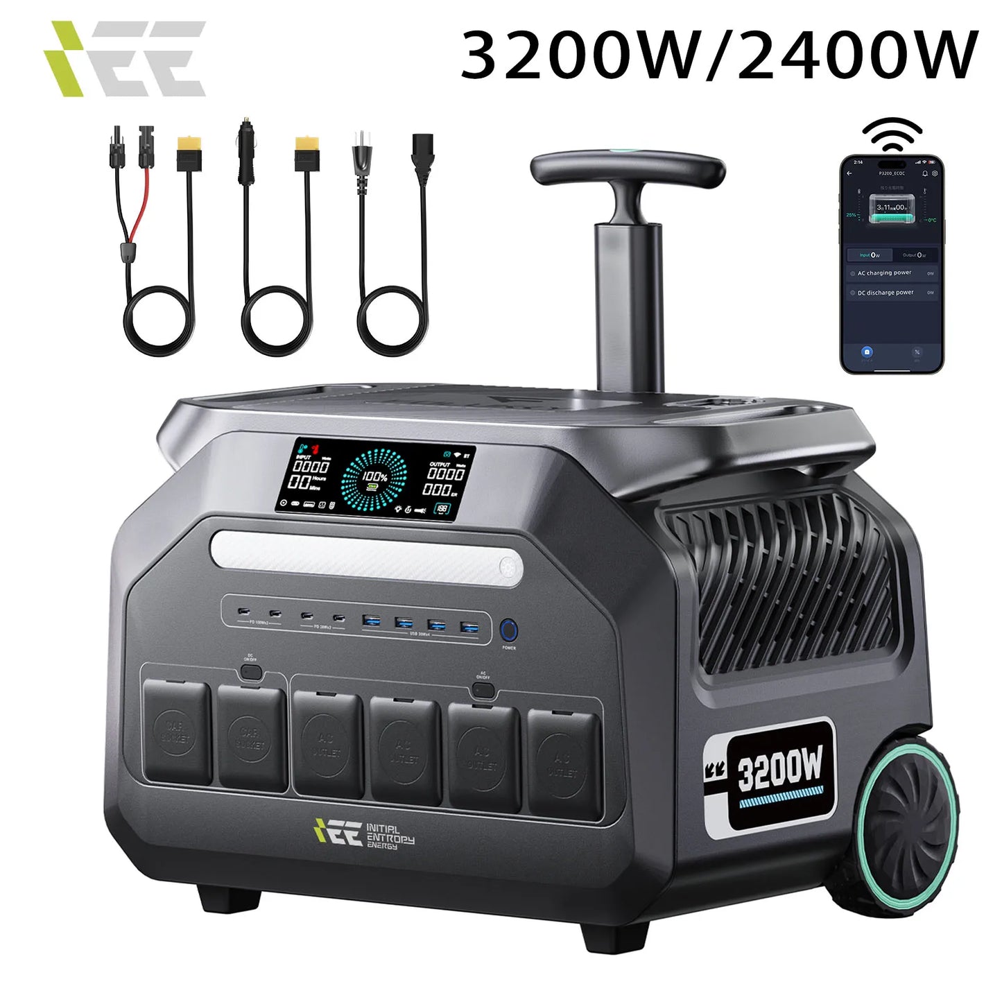 Station d'alimentation portable 3200W – 2048Wh LiFePO4 avec chariot
