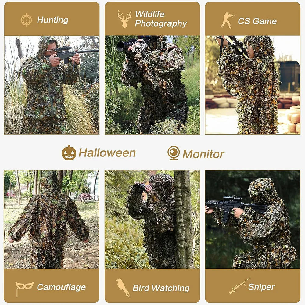 Combinaison de Camouflage à feuilles 3D