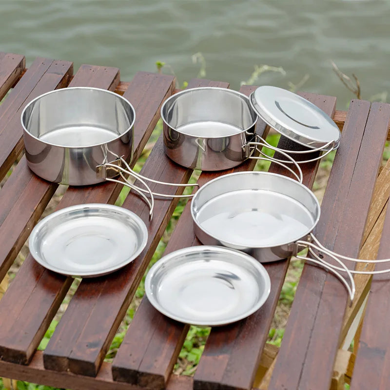 Ensemble de 8 ustensiles de cuisine de camping en acier inoxydable