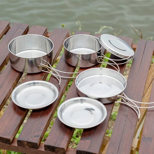 Ensemble de 8 ustensiles de cuisine de camping en acier inoxydable