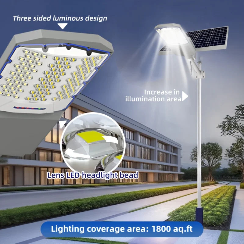 Lampe Solaire Extérieure IP67 — ~56W LED, Batterie 20 000 mAh, Crépuscule à l'Aube, Télécommande, Aluminium