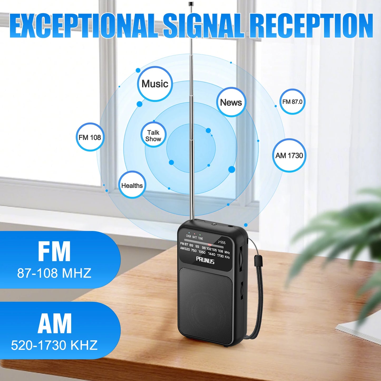 Mini Radio de poche portable AM FM AAA USB-C