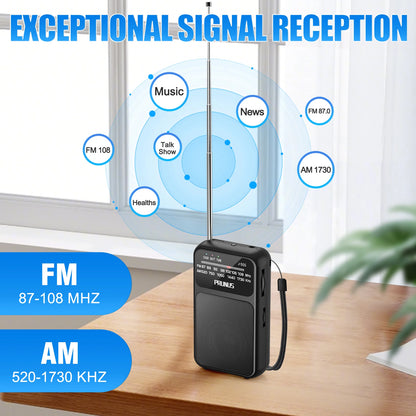 Mini Radio de poche portable AM FM AAA USB-C