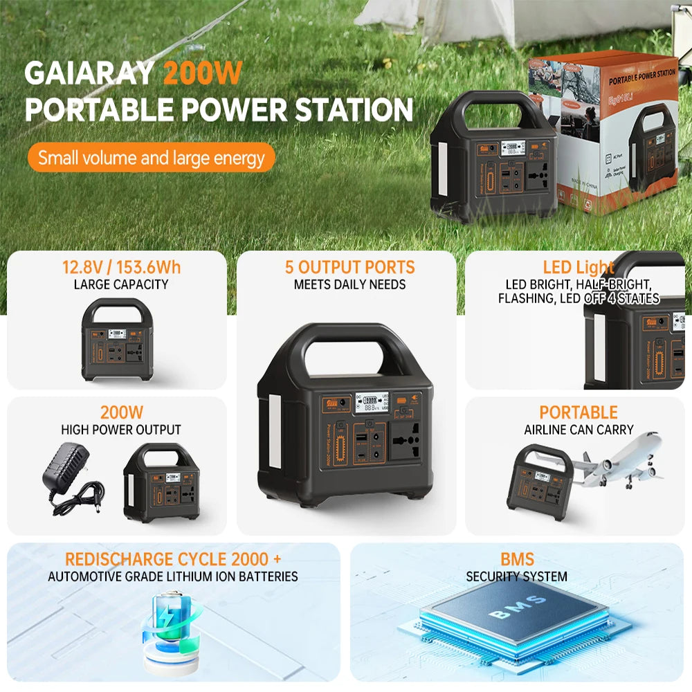 Station d'alimentation 200W, générateur solaire