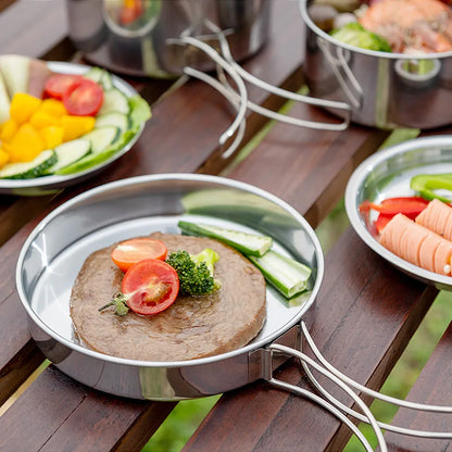 Ensemble de 8 ustensiles de cuisine de camping en acier inoxydable