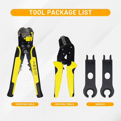 CP-SETUNO Kit d'Outils de Sertissage Solaire pour Câble Solaire de 2,5/4/6 mm², 1 Pince à Sertir, 1 Outil de Dénudage, 2 Clés pour PhotovoltaïQue