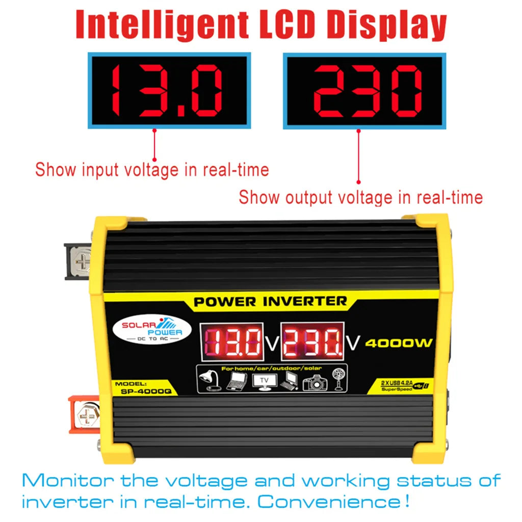 Inversor de corriente para coche de 12 V CC a 110 V o 220 V CA
