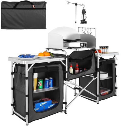 Outdoor Kitchen Table Foldable Cabinet Aluminum Kitchen Storage Rack