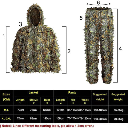 Combinaison de Camouflage à feuilles 3D
