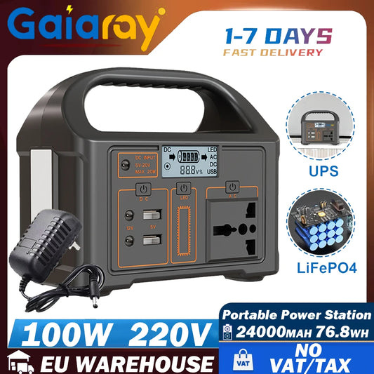 Centrale électrique Portable 100W 24000mAh LiFePO4, AC 220V