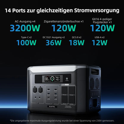 Station d'alimentation portable 3200W – 2048Wh LiFePO4 connectée