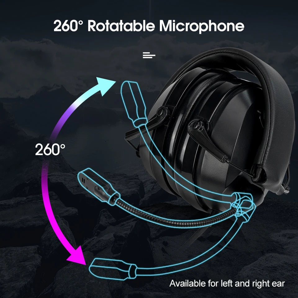 Casque réduction du bruit Microphone à flèche rotative pour Baofeng