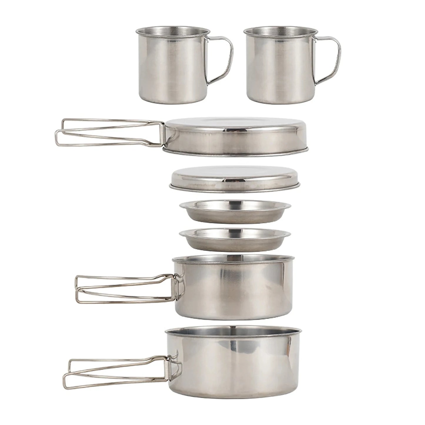 Ensemble de 8 ustensiles de cuisine de camping en acier inoxydable